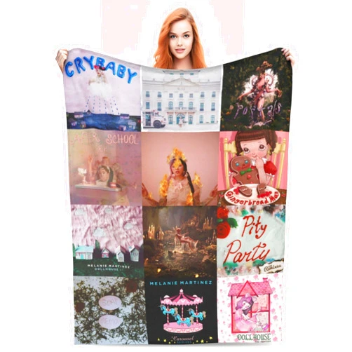 XICENXI Melanie Album Cover Blanket Throw Warm Lightweight Soft Air Conditioning Martinez Blanket Melanie Merch for Bed Couch Sofa Party Decorations (50