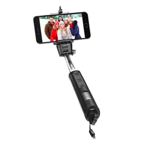 Asstd National Brand Smart Gear 40-inch Bluetooth Selfie Stick - Built In Wireless Shutter Release With Zoom Control - Midnight Black