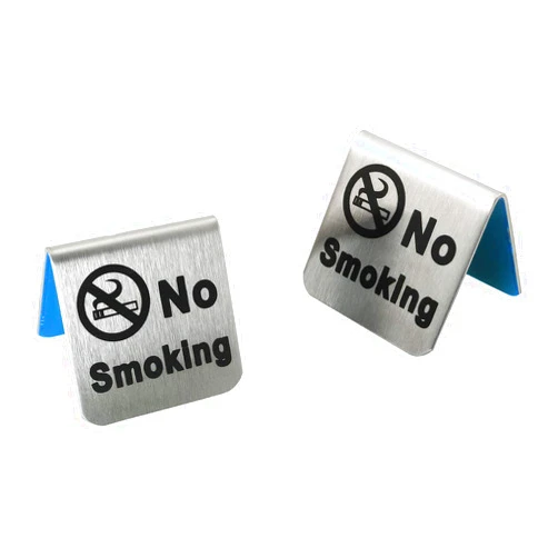 RLECS 2pcs Stainless Steel No Smoking Table Signs for Non-Smoking Hotels, Restaurants, Clubs, Offices and Hospitals