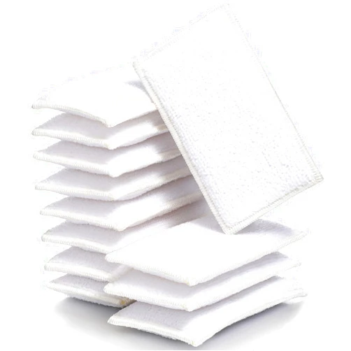 Gandeer 12 Pcs Interior Scrubbing Sponge for Leather Plastic Car Microfiber Kitchen Sponge Household Cleaning Sponges Double Sided Dish Sponge Cleaning Kit, White