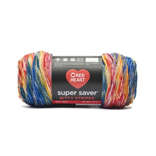 Red Heart Super Saver Bitty Stripe Sunset Stripe Yarn - 2 Pack of 10oz/283g - 100% Acrylic - #4 Worsted (Medium) - 515 Yards - Knitting/Crochet