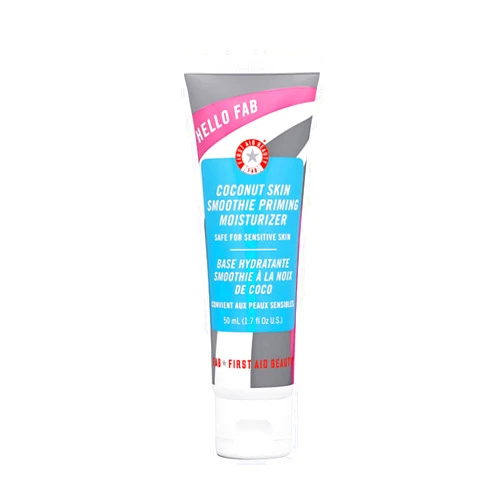 First Aid Beauty - Hello FAB: Coconut Skin Smoothie Priming Moisturizer, 2-in-1 Hydrating Moisturizer and Makeup Primer, Vegan Formula, Non-comedogenic, Safe for Sensitive Skin, 1.7 oz