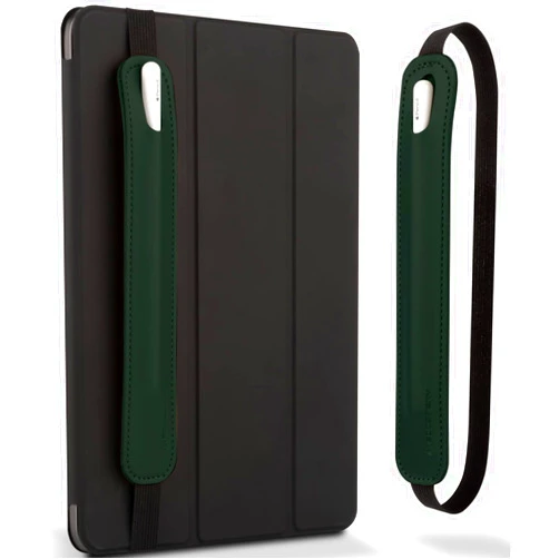 Goospery Pencil Holder Compatible with Apple Pencil (1st & 2nd Generation) Sling Sleeve PU Leather Pouch Case Pocket Accessories Elastic Band Fit iPad 8th 7th Mini 5th/Notebook/Tablets - Dark Green