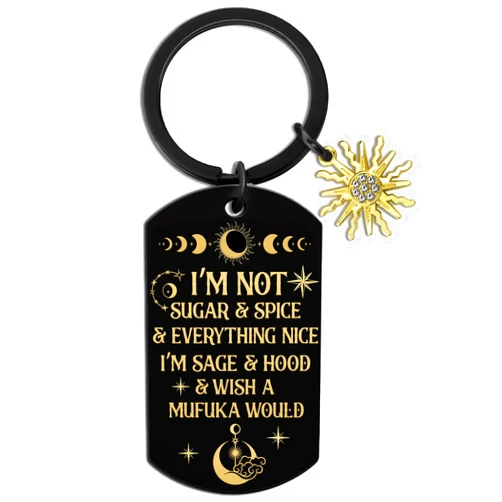 WXCATIM Witchy Gifts For Women Witch Stuff Halloween Witchy Keychain Gothic Gifts For Women Witchcraft Witch Birthday Halloween Keychain Witch Accessories I'm Not Sugar Spice