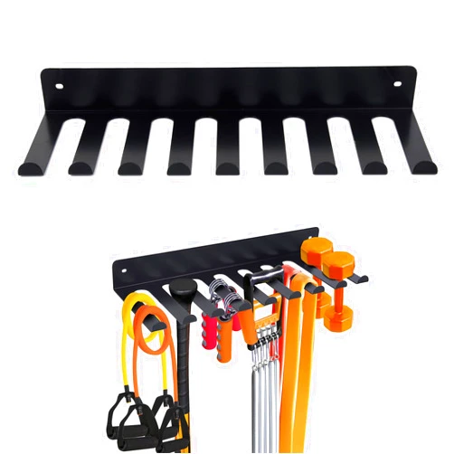Wiojtry Gym Rack Organizer, Gym Equipment Storage Rack with 9 Hook Heavy-Duty Multi-Purpose Workout Gear Wall Hanger Storage Gym Rack Organizer Resistance Bands Storage Lifting Belts and Jump Ropes Hanger