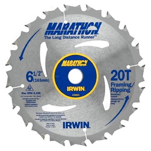 IRWIN Tools MARATHON Carbide Cordless Circular Saw Blade, 6 1/2-inch, 20T (24021)