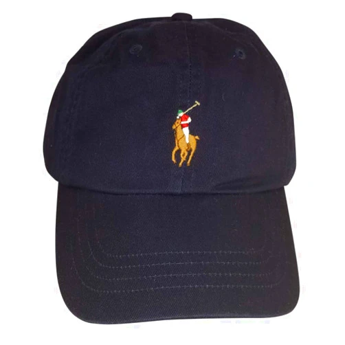 Polo Ralph Lauren Men`s Leather Strap Embroidered Chino Baseball Cap (One Size, Navy (Multi Pony))