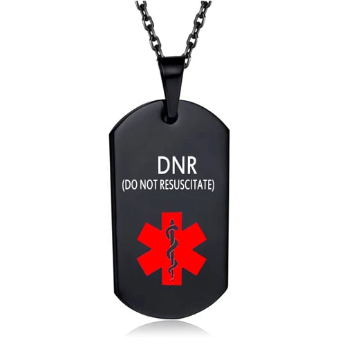 GMXLin Red Medical Alert Necklace for Men Women Stainless Steel Engraved Black Medical ID Tag Emergency Med Pendant with Chain