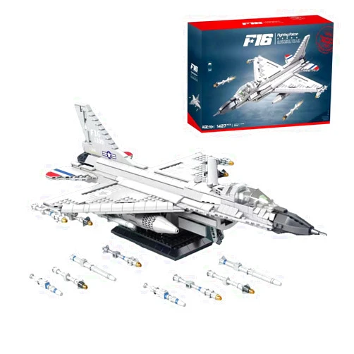 ANIXA Technik Military Fighter Building Blocks, F-16 Military Fighter Jet Airplane Building Bricks Set, Gift for Kid and Adult - 1427 Pieces