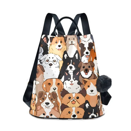 ALAZA Cute Dog Prints Puppy Animal Backpack Purse for Women Anti Theft Fashion Back Pack Shoulder Bag