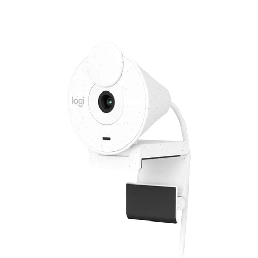 Logitech Brio 300 Full HD Webcam with Privacy Shutter, Noise Reduction Microphone, USB-C, certified for Zoom, Microsoft Teams, Google Meet, Auto Light Correction - Off White