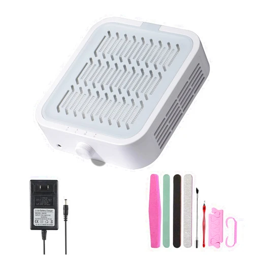 TIMHEDM Professional Nail Dust Collector with 2 Reusable Filters, Nail Extractor Vacuum Acrylic Low Noise Dust Cleaner for Home Salon Use
