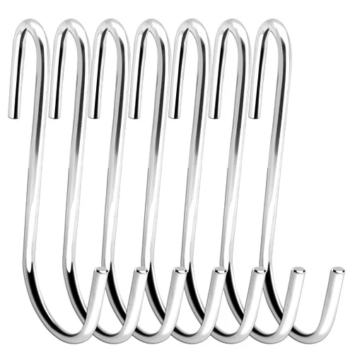 ESFUN 18 Pack 4 inch Heavy Duty S Hooks Pan Pot Holder Rack Hooks Hanging Hangers S Shaped Hooks for Kitchenware Pots Utensils Clothes Bags Towels Plants