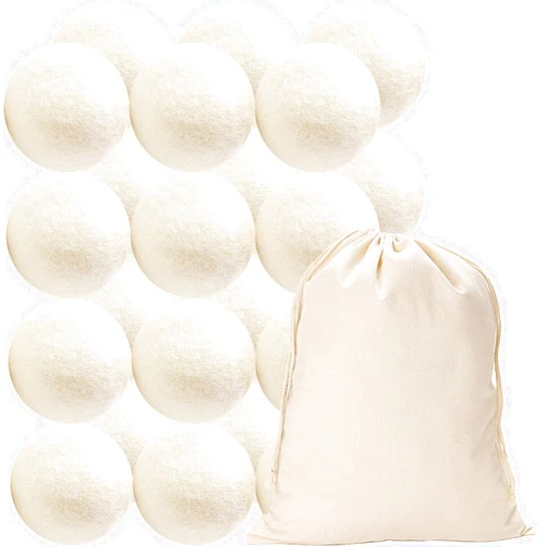 Beieverluck 24 Pack Wool Dryer Balls XL Reusable Laundry Balls for Dryer Natural Fabric Softener Ball with 1 Storage Bags Reduce Wrinkles and Decrease Drying Time