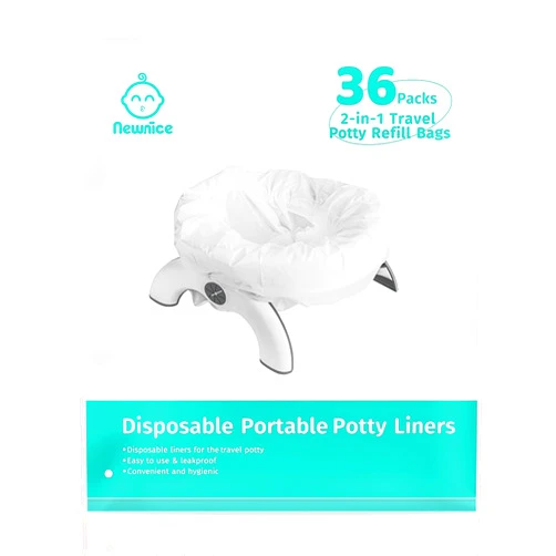 Newnice [36 Counts] Newnice Disposable Potty Liners with Absorbent Pads, Leak-proof Portable Travel Bags for Toddler Training, Compatible with OXO Tot 2-In-1 Go Potty & Most Potty Chairs