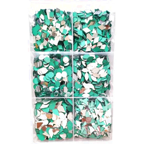 Teraiya's 6 Shape Mirrors (1200 Pcs) with Free Storage Box for Lippan Art Work Art Craft Work