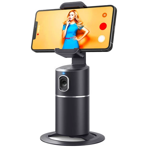 Camrola Auto Face Tracking Phone Holder, No App Required, 360° Rotation Face Body Phone Tracking Tripod Smart Shooting Camera Mount for Live Vlog Streaming Video, Rechargeable Battery-Black