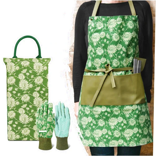 Colwelt Gardening Foam Kneeling Pad Set 3pcs, Gardening Gifts for Women Gardeners, Elegant Pattern Garden Protection Tools Set, Charming Garden Accessories(Extra Thick Kneeling Mat, Apron, Gloves)