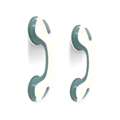 TNEHOD 2-Pack Grab Bars for Bathtubs and Showers, 12'' Shower Handles for Elderly Suction, Handicap Shower Grab Bars for Seniors, Bathroom Safety Bars for Wall Suits Tiles Glass Hard Plastic-Green