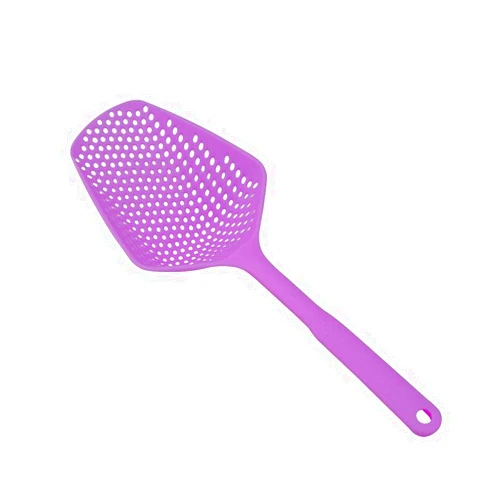 SEIWEI Large Strainer Spoon Long Handle Tool Colander Draining Scoop Pasta Strainer Cooking Kitchen for Spaghetti, Noodles, Veggies 13.5'' Purple