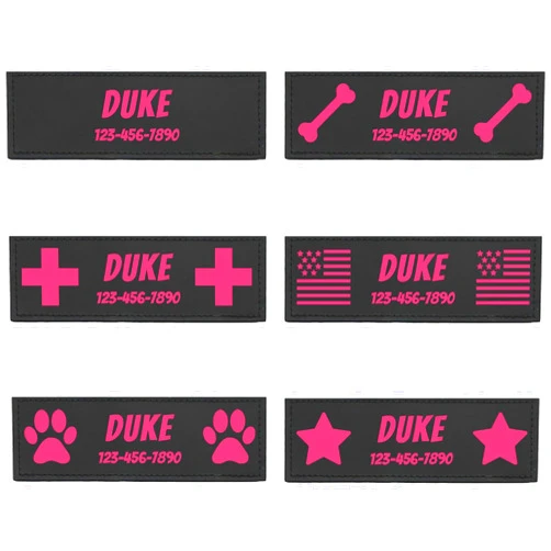 CHRYMPETIC Custom Dog Vest Patches - Personalized Name Patches for Dog Harness - Colorful Custom Patches for Dogs (Pink Star, Small (4.3 * 1.2 Inches))