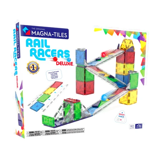 MAGNA-TILES® Rail Racers Deluxe 90-Piece Magnetic Construction Set, The Original Magnetic Building Brand