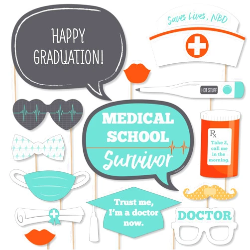 Big Dot of Happiness Medical School Grad - Doctor Graduation Party Photo Booth Props Kit - 20 Count