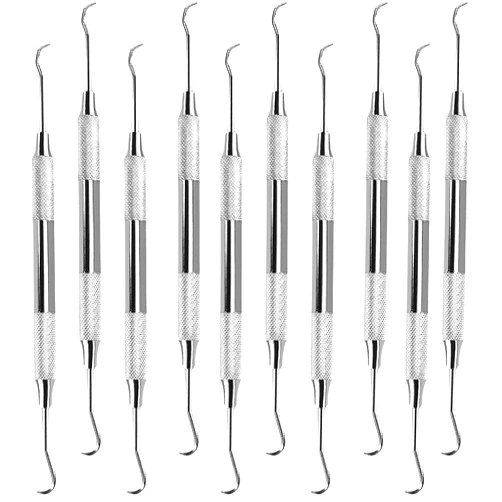 Utopia Care Professional Dental Tartar Scraper Tool, Dental Pick, Double Ended Tartar Remover for Teeth, Plaque Remover, Tooth Scraper, (10, Silver, 6.5 Inch)