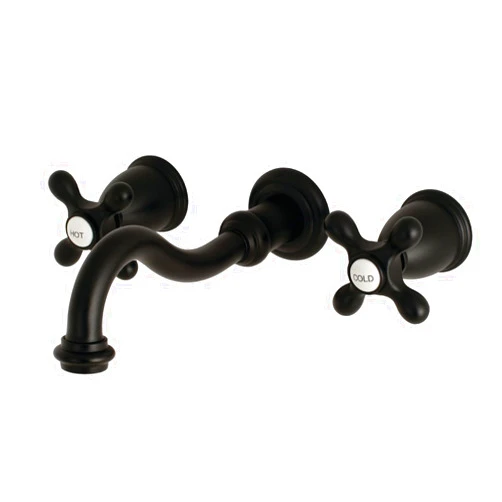 Kingston Brass KS3120AX Vintage 2-Handle Wall Mount Bathroom Faucet, Matte Black
