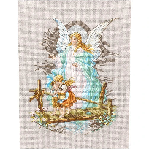 Janlynn Cross Stitch Kit, 8.125-Inch by 7-1/2-Inch, Guardian Angel,White