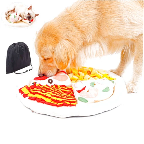 Kcjuoam Snuffle Mat for Dogs, Removable Pizza Shape Pet Dog Feeding Mats, Dog Puzzles for Smart Dogs, Interactive Dog Toys for Large Dogs, Anti-Choking Slow Food Training(Pizza)