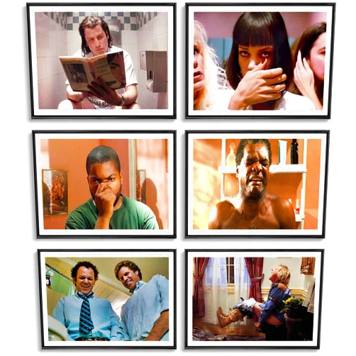 FGTIJXWY 6P Funny Bathroom Wall Art Dumb And Dumber Movie poster Scenes Bathroom Canvas Posters Prints Set Vintage Toilet Humor Wall Decor Restroom Poster 12X16X6 inch Unframed