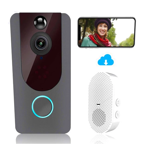 JWMGKJ Wi-Fi Wireless Video Doorbell Camera, 2-Way Audio/Night Vision