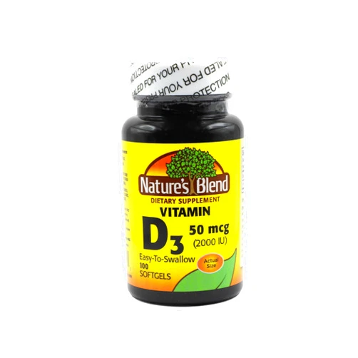 Nature's Blend Vitamin D3 50 MCG (2000 IU) Easy-to-Swallow, 100 SOFTGELS