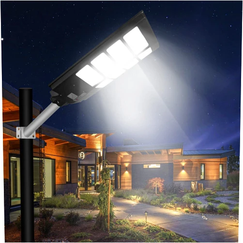 FOSFOR 600W Solar Street Commercial Lights, 60000LM Waterproof Outdoor Parking Lot Light with Remote Control and Motion Sensor, Dusk to Dawn Flood Light for Garden Yard Path (600W-1PACK)
