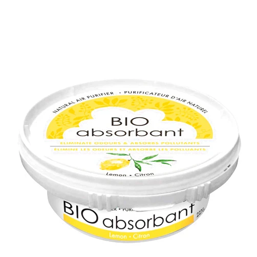 ATTITUDE Bio Absorbant Air Purifier with Activated Carbon, Plant- and Mineral-Based, Absorbs Odors, Vegan, Lemon, 8 Ounces