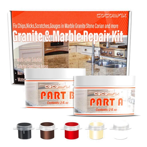 Cocomfix Granite Repair Kit & Marble Repair Kit(Color Match), Granite Countertop Chip Repair Kit, Granite Epoxy, Quickly Repair Chips, Cracks & Holes On Granite, Marble, Travertine, Corian, Porcelain & Stones