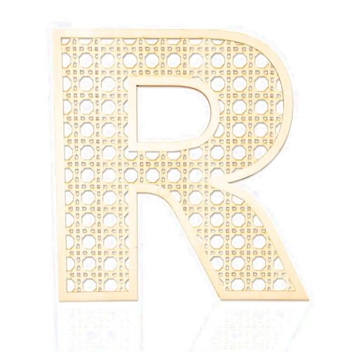 Focal20 Wooden Rattan Letters for Wall Decor Rustic Wooden Letters 12 Inch Wood Letter Rattan Wall Decor for Wedding Nursery Sign Baby Shower Newborn Birthday Gift Boho Bedroom Decoration (R)