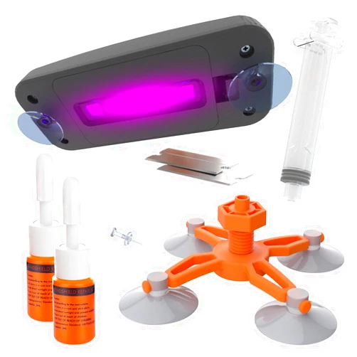 Zecurate Brennenstuhl Windshield Repair Kit For Chips And Cracks, Rock Chip Repair Kit Windshield, Car Windshield Crack Repair Kit To Repair Scratches,Star Shaped Crack, With Curing And Pressurizing Device