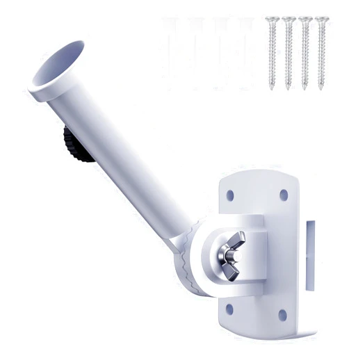 ESTTOP Flag Pole Holder Adjustable, Multi-Position Mounting Bracket with Hardwares, Flag Pole Holder for Outside House, Premium Aluminum Alloy Water Resistant Rust Free Flagpole Holder (White)