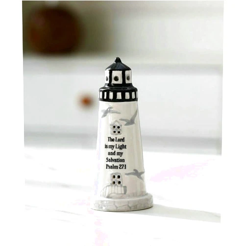 DAILYBREAD Ceramic Lighthouse Gift Lighthouse with Lighting Lighted up Lighthouse Lighted Christian Gift Christmas Lighthouse Figurine with Bible Verse Mini Lighthouse lamp 5