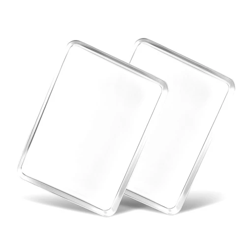 Bastwe Baking Sheets Set of 2, Bastwe 16 inch Cookie Sheets & Stainless Steel Baking Pans & Toaster Oven Tray Pans, Rectangle Size 15.95L x 11.97W x 1H inch, Non Toxic & Healthy, Mirror Finish & Rust Free