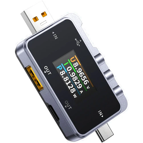 FNIRSI FNAC-28 2 in 1 Type C USB Tester 4-24V 6.5A, LCD Voltage Current Power Tester Digital Multimeter, USB Power Meter with Two Way Current Detection Data Record, QC2.0/QC3.0 USB Cable Tester