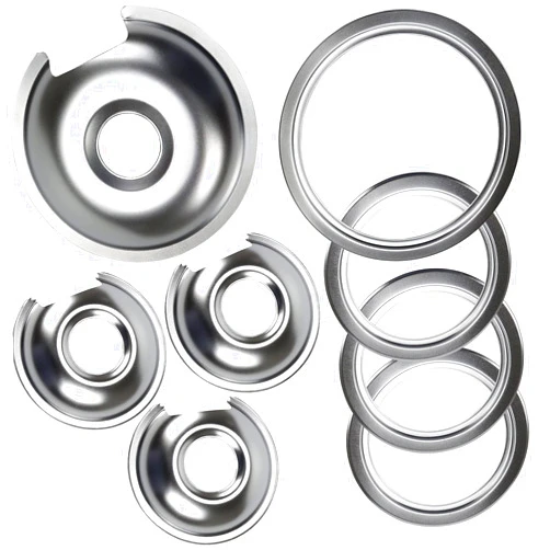 APPLIANCEMATES WB32X10013 WB32X10012 Chrome Burner stove Drip Pan Set 4-Pack Fits for GE Hotpoint Electric Range by APPLIANCEMATES Replacement Parts (3) 6
