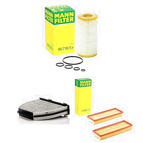 Mann Filter MANN-FILTER Oil Filter + Engine Air Filter + Cabin Air Filter Service Kit Compatible With Mercedes C 300 (2008-2012), GLK 350 (2010-2012), E 350, E 550 (2010-2010)