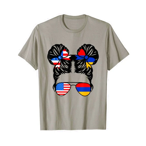 Proud America Armenia Heritage Kids Apparel Half American Half Armenian Girl USA Armenia Flag Patriot T-Shirt