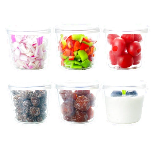 HillSpring Small Glass Bowls with Lids, Set of 6, Food Leftover Containers in The Fridge, Clear Meal Prep Bowls for Cooking and Baking, Portioned Dessert Cups, 6.8 Ounces