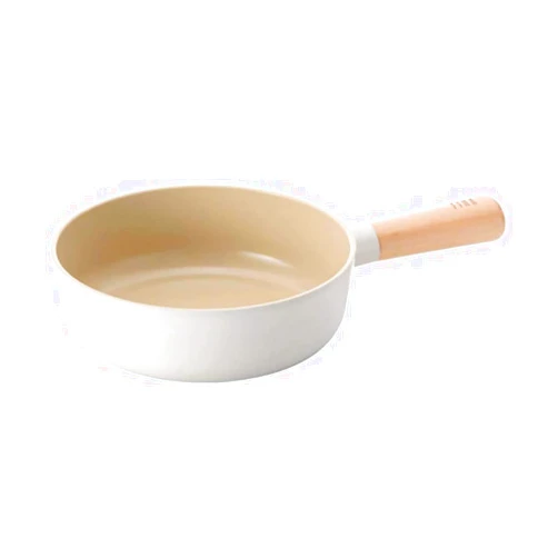 Neoflam FIKA 7 inch Mini Stir Fry Wok with Wooden Handle, Induction Compatible Cookware for All Stovetops, Kitchen Essential Ceramic Coating Skillet, Healthy Cooking Omelet Frying Pan, Made in Korea (18cm)