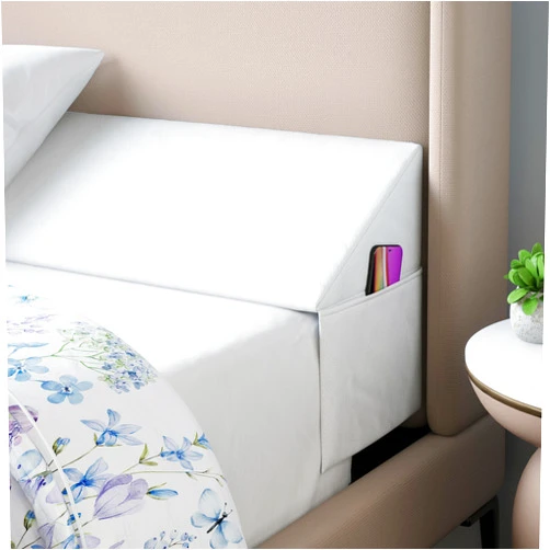 Bekweim Wedge Pillow Headboard Bed Gap Filler California King - Headboard Pillow 72 X 10 X 6 - Long Pillow for Bed Wedge Gap Filler with Large Pocket for Bed Accessories - Mattress Gap Filler (White)