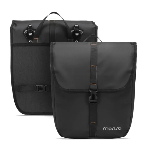 MOSISO 20L Bike Panniers, 2 Pack Waterproof Panniers Bike Bag, Large Capacity Flap Bike Rear Rack Seat Bag Bicycle Luggage Storage Trunk Bag for Road Mountain Cycling Traveling Commuting, Black